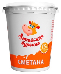 Сметана АЛТАЙСКАЯ БУРЕНКА бзмж 15% стакан 350г