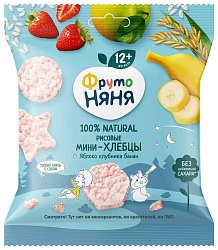 Мини-хлебцы ФРУТОНЯНЯ яблоко клубника банан 30г