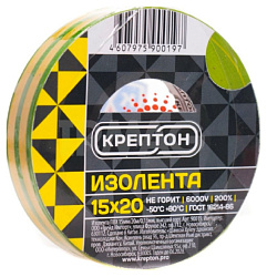 Изолента КРЕПТОН 15мм*20м желто-зеленая
