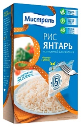 Рис МИСТРАЛЬ Янтарь длиннозерный пропаренный карт/уп 5*80г