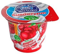 Биойогурт ТОМСКОЕ МОЛОКО вишня бзмж 2.5% 180г