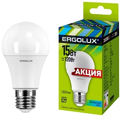 Лампа ЭРГОЛЮКС LED-A60 15Вт 220-240В 4500К Е27