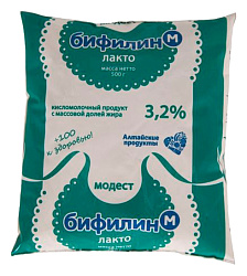 Кисломолочный продукт МОДЕСТ Бифилин-М лакто бзмж 3.2% п/пак 500г