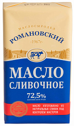 Масло сладко-сливочное РОМАНОВСКИЙ Крестьянское несоленое бзмж 72.5% 180г