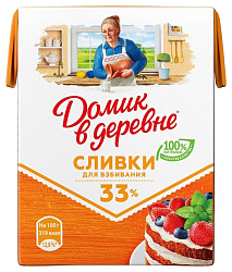 Сливки ДОМИК В ДЕРЕВНЕ стерилизованные бзмж 33% 200г