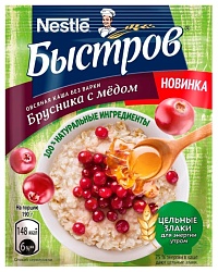 Каша овсяная БЫСТРОВ брусника мед м/у 40г