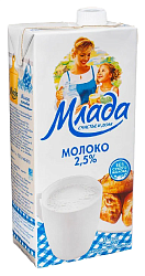 Молоко МЛАДА ультрапастер бзмж 2.5% 1л