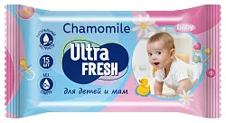 Влажные салфетки УЛЬТРА ФРЕШ Ромашка для детей и мам 15шт