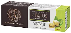 Сырок глазированный РОСТАГРОКОМПЛЕКС Статус в молочном шоколаде с орехами фисташки бзмж 26% 50г