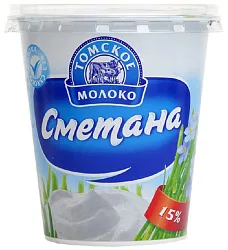 Сметана ТОМСКОЕ МОЛОКО бзмж 15% стакан 350г