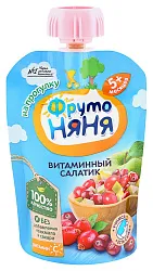 Пюре ФРУТОНЯНЯ Витаминный салатик из яблок шиповника и клюквы с сахаром м/у 90г