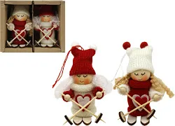 Новогодний сувенир Девочка на лыжах 2шт арт.6046-6