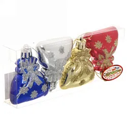 Елочная игрушка СЕРПАНТИН Подарочек в мешочке 4шт в ассортименте арт.196-347