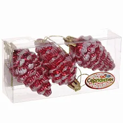 Елочная игрушка СЕРПАНТИН Шишечки в инее красная 3шт