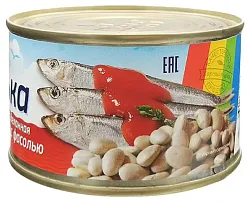 Килька МОРСКАЯ РАДУГА с фасолью ж/б 240г