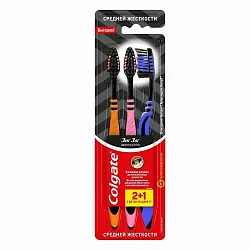 Зубная щетка КОЛГЕЙТ Зиг Заг с древесным углем 2+1 средняя