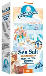 Соль морская МАРБЕЛ мелкая йодированная карт/уп 750г