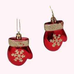 Елочная игрушка СЕРПАНТИН Волшебные варежки красные 2шт арт.201-2104