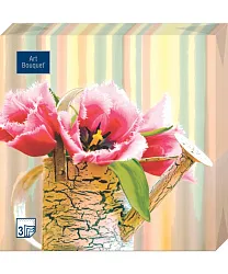 Салфетки БУКЕТ Натюрморт с тюльпанами микс с красным 33*33см 3сл 20шт