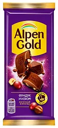 Шоколад АЛЬПЕН ГОЛД с фундуком и изюмом 80г