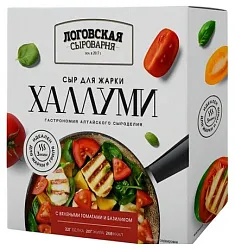 Сыр ЛОГОВСКАЯ СЫРОВАРНЯ Халлуми с вялеными томатами и базиликом бзмж 40% 140г