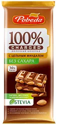 Шоколад ПОБЕДА Чаржед молочный с миндалем 90г