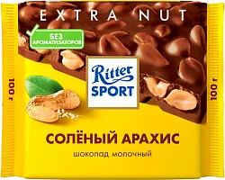 Шоколад РИТТЕР СПОРТ молочный соленый арахис 100г