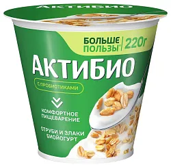 Биойогурт АКТИБИО отруби злаки бзмж 2.9% 220г