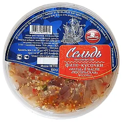 Сельдь МОРЕВОДЪ Посольская филе-кусочки 150г