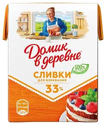 Сливки ДОМИК В ДЕРЕВНЕ стерилизованные бзмж 33% 200г
