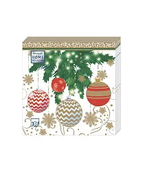 Салфетки ХОУМ КОЛЛЕКШН Елочные украшения-2 33*33 3сл 20л