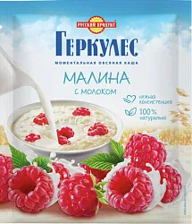 Каша овсяная РУССКИЙ ПРОДУКТ с малиной и молоком м/у 35г