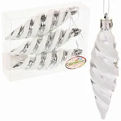 Елочная игрушка СЕРПАНТИН Сосульки снежные серебо 3шт