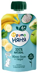 Пюре ФРУТОНЯНЯ яблоко банан творог бзмж м/у 90г