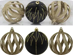Елочные шары ТАМ ТАМ Гармония золото-черный 3шт арт.SYQF-0122353