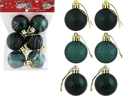 Шар елочный ТАМ-ТАМ темно-зеленый Д4см 6шт арт.4CM-6PCS OPP