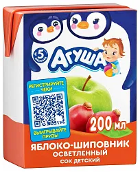 Сок АГУША яблоко шиповник 200мл
