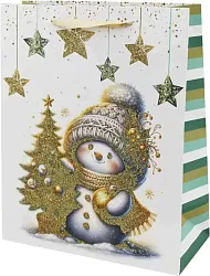 Пакет подарочный ТАМ-ТАМ Снеговичок у новогодней елки 26*12*32см арт.C1538M