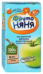 Сок ФРУТОНЯНЯ яблоко осветленный без сахара 0.2л