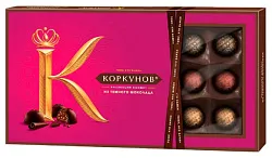 Набор конфет КОРКУНОВ темный шоколад с цельным лесным орехом 192г