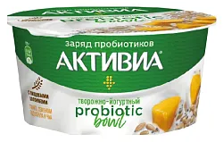 Биопродукт АКТИВИА творожно-йогуртный манго микс семян бзмж 3.5% 135г