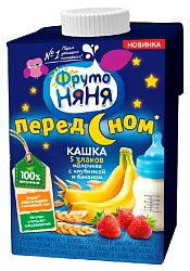 Кашка ФРУТОНЯНЯ 5 злаков клубника банан молочная бзмж т/пак 500г