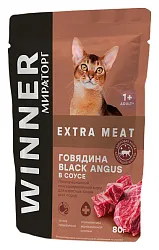 Корм для кошек МИРАТОРГ Экстра мит с говядиной в соусе для всех пород 80г