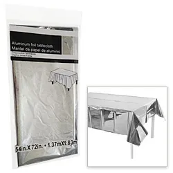 Скатерть фольгированная СФЕРА серебро 1.37*1.83см арт.3-1297-2