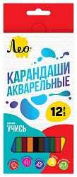 Карандаши цветные ЛЕО Учись акварельные 12цв арт.LNSWP-12