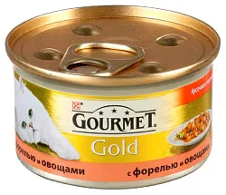 Корм для кошек ГУРМЭ Голд с форелью и овощами 85г ж/б
