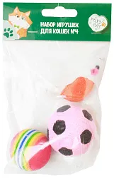 Набор игрушек для кошек ФОКСИКЕТ Мышка+Мяч №4