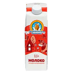 Молоко ДЕРЕВЕНСКОЕ МОЛОЧКО пастер бзмж 3.5% пюр/пак 500г