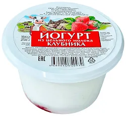 Йогурт СИБИРСКИЕ ПРОДУКТЫ клубника бзмж 3.2% 250г