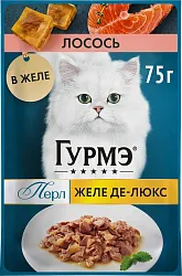 Корм для кошек ГУРМЭ Перл Желе де-люкс с лососем в роскошном желе для взрослых кошек 75г